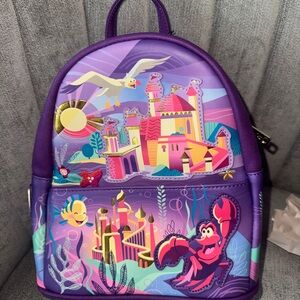 Disney Purple Little Mermaid Castle Kids Mini Backpack